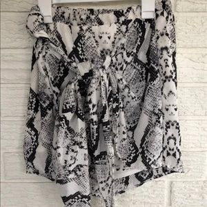 Peach Love California Snake Print Dress Shorts with Front Tie